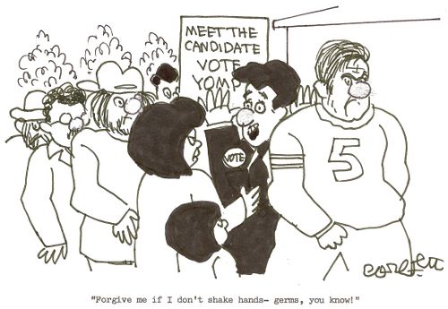 Meet the candidate...VOTE YOMP: 'Forgive me if I don't shake hands- germs, you know!'