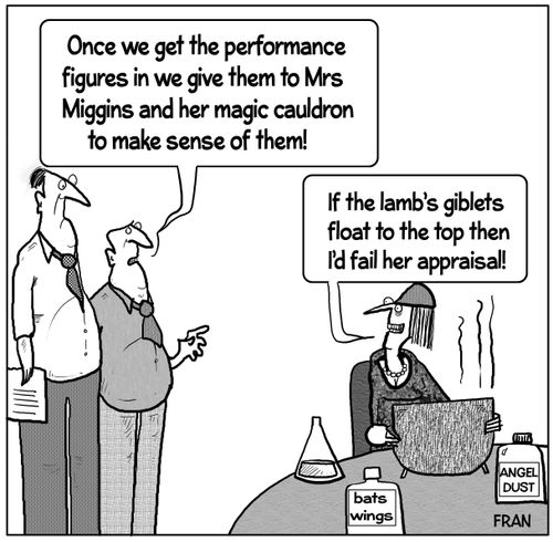 "Once we get the performance figures in we give them to Mrs Miggins and her magic cauldron to make sense of them!"