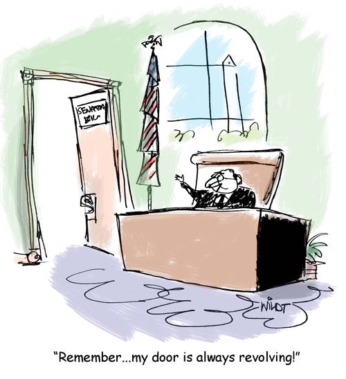 'Remember...my door is always revolving!'