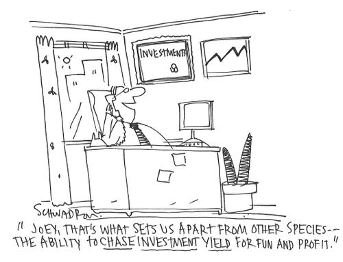 "Joey, that's what sets us apart from other species - the ability to chase investment yield for fun and profit."