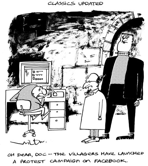 'Oh dear, doc - the villagers have launched a protest campaign on facebook.'