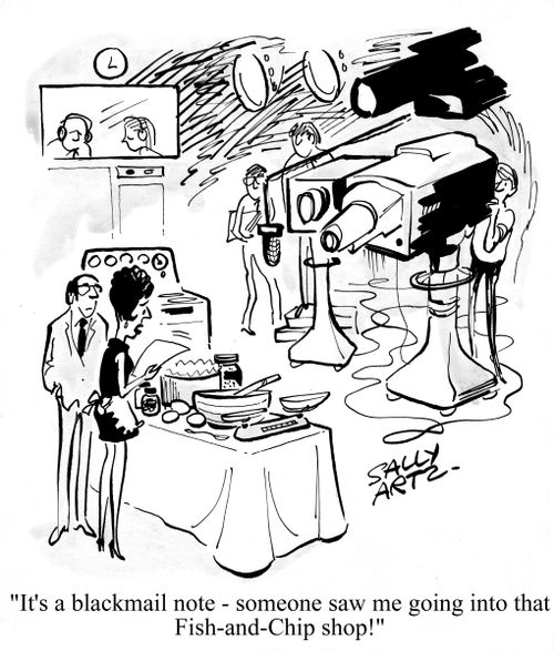 'It's a blackmail note - Someone saw me going into that Fish-and-Chip shop!'
