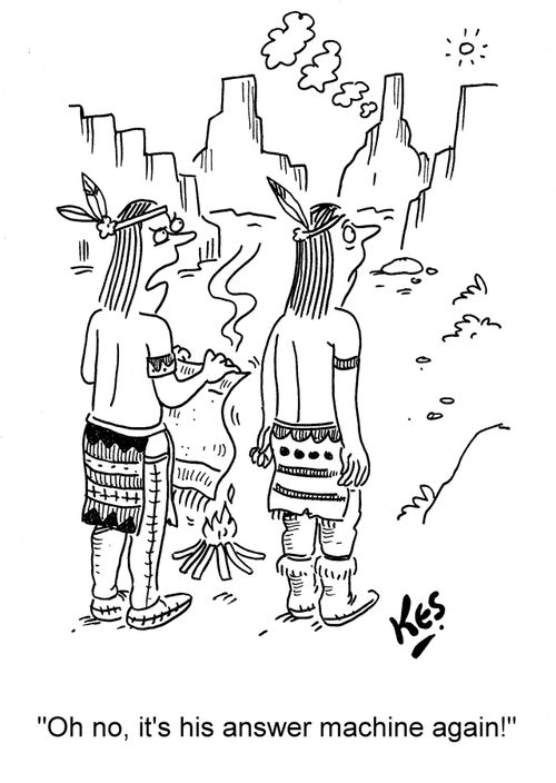 'Oh no, it's his answer machine again!'