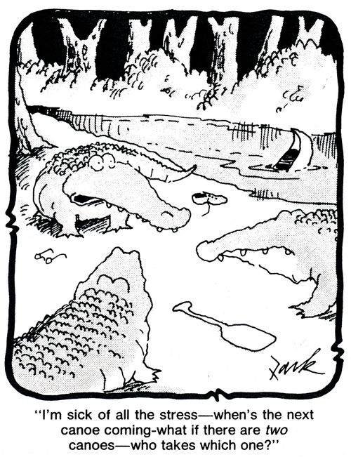 'I'm sick of all the stress - when's the next canoe coming - what if there are two canoes - who takes which one?'