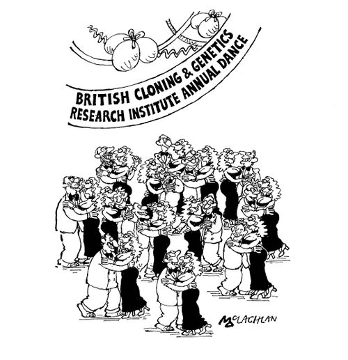 British cloning & genetics research institute annual dance (All the people attending are clones).