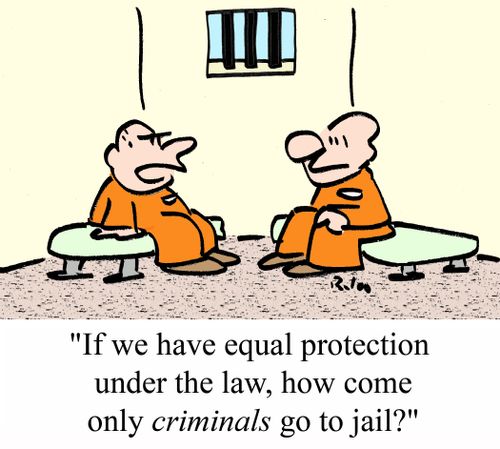 'If we have equal protection under the law, how come only CRIMINALS go to jail?'