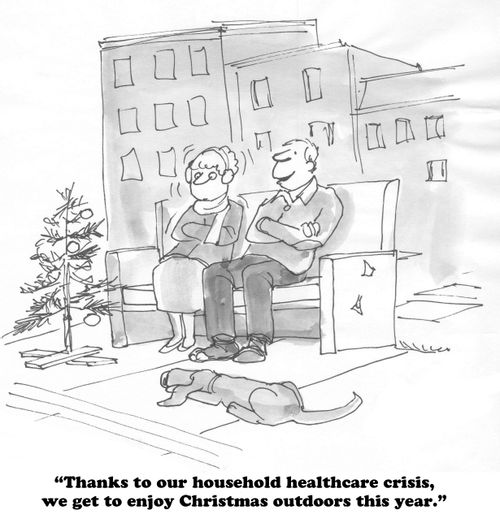 "Thanks to our household healthcare crisis, we get to enjoy Christmas outdoors this year."