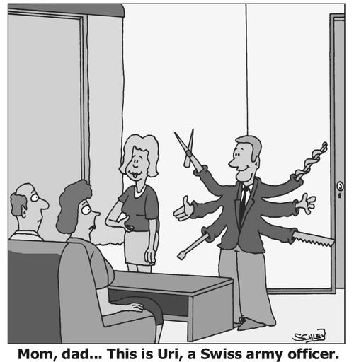 'Mom, dad... This is Uri, a Swiss army officer.'