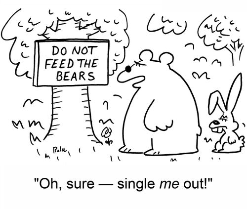 Do not feed the bears - 'Oh, sure -- single me out!'