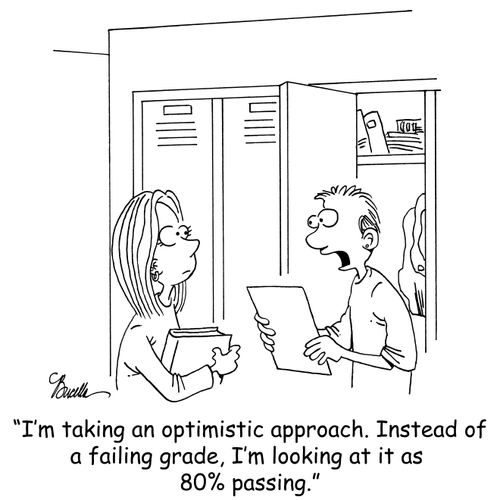 'I'm taking an optimistic approach. Instead of a failing grade, I'm looking at it as 80 passing.'
