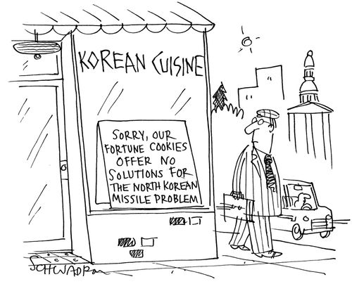 Korean Cuisine: Sorry our fortune cookies offer no solutions for the north Korean missile problem.