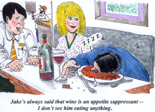 'Jake's always said that wine is an appetite suppressant - I don't see him eating anything.'