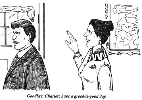 'Goodbye, Charles; have a greed-is-good day.'
