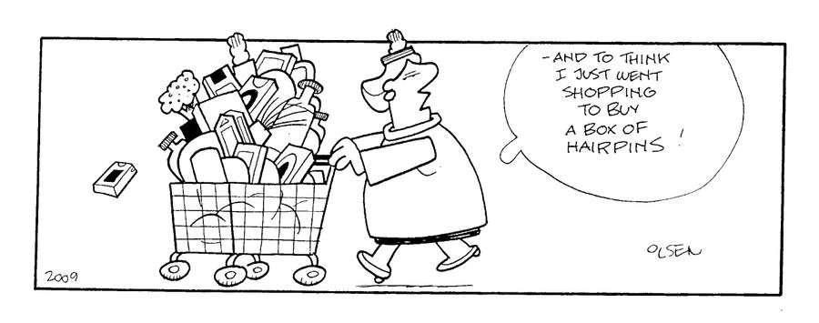 "And to think I just went shopping to buy a box of hairpins!"