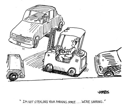 'I'm not stealing your parking space...We're sharing.'