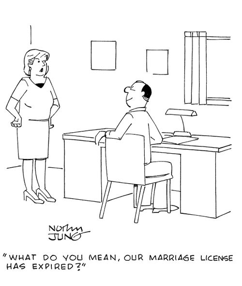 'What do you mean, our marriage license has expired?'