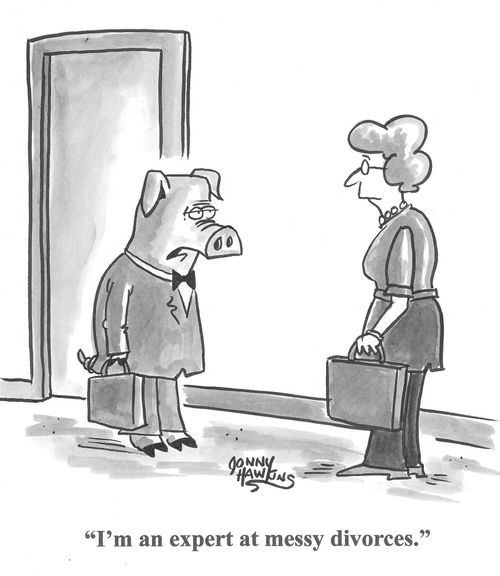 Pig to lady: 'I'm an expert at messy divorces.'