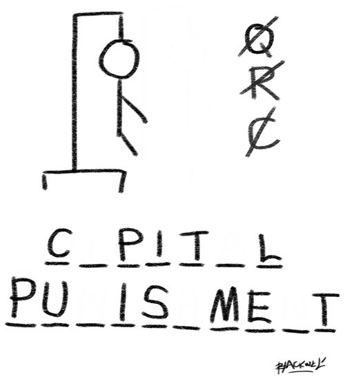 Hangman game answer as CAPITAL PUNISHMENT 