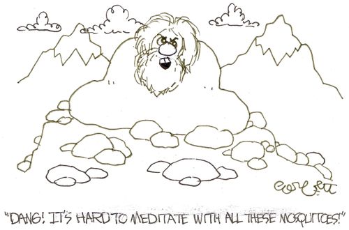'Dang!  It's hard to meditate with all these mosquitoes!'