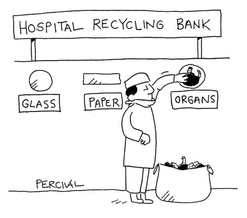 Hospital recycling bank.