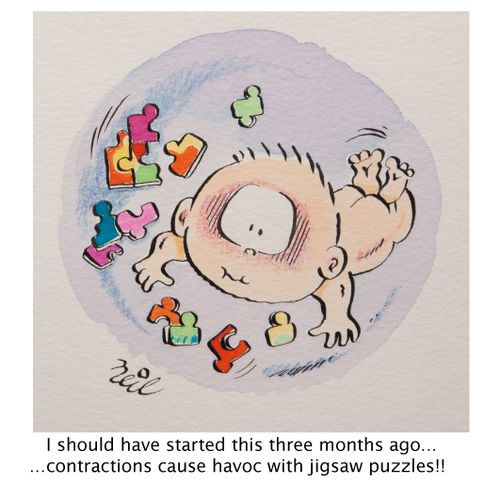 "I should have started this three months ago....contractions play havoc with jigsaw puzzles!!"