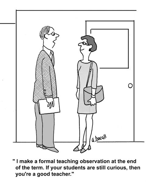 'I make a formal teaching observation at the end of the term. If your students are still curious, then you're a good teacher.'