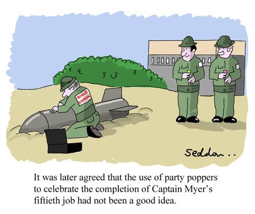 "It was later agreed that the use of party poppers to celebrate the completion of Captain Myer's fiftieth job had not been a good idea."