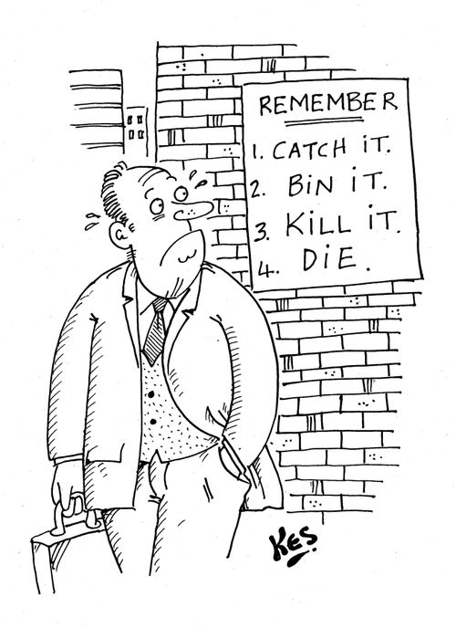 Man sees sign: 'Remember: Catch it, bin it, kill it, die.'
