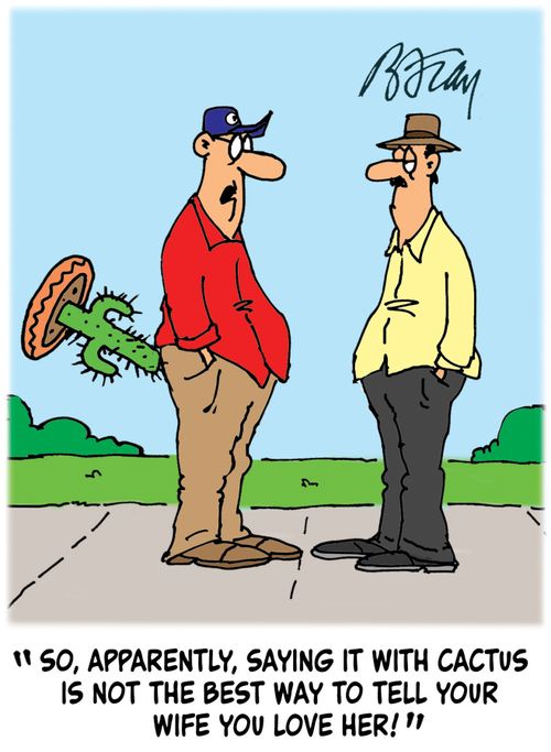'So, apparently, saying it with cactus is not the best way to tell your wife you love her!'