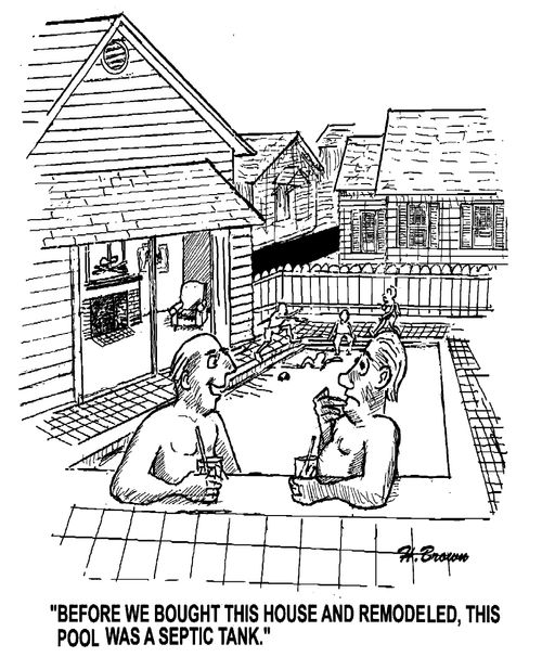 'Before we bought this house and remodeled, this pool was septic tank.'