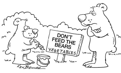 Don't feed the bears vegetables.