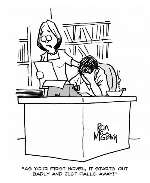"As your first novel, it starts out badly and just falls away!"