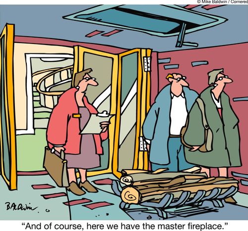 "And of course, here we have the master fireplace."