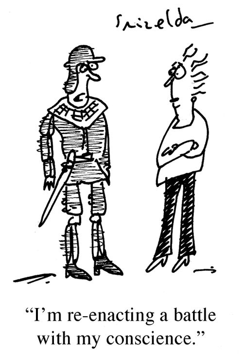 'I'm re-enacting a battle with my conscience.'