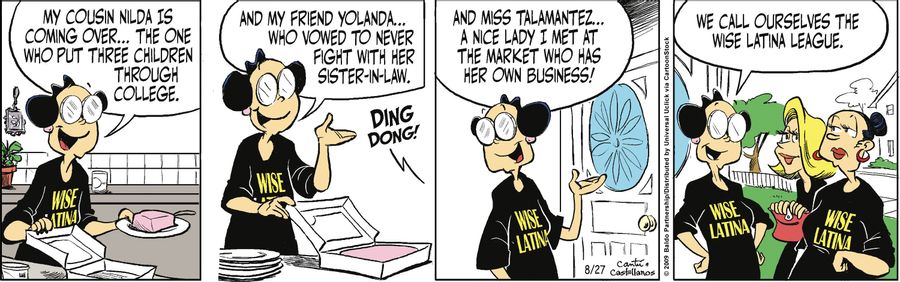 "My cousin Nilda is coming over...the one who put three children through college. And my friend Yolanda...who vowed to never fight with her sister-in-law. And Miss Talamantez...a nicel ady I met at the market who has her own business! We call ourselves th