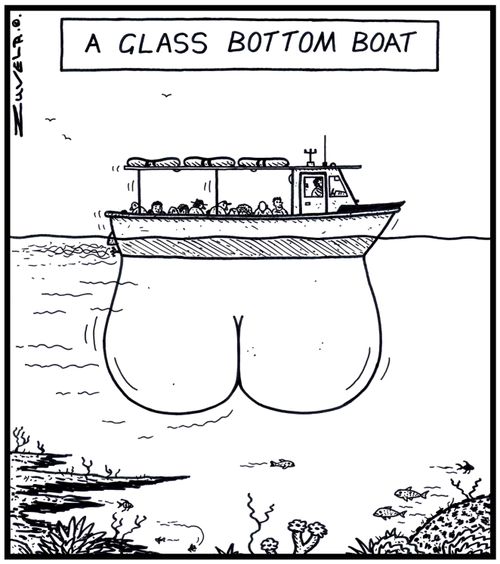 A glass bottom boat.