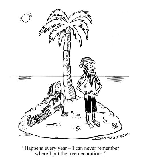 'Happens every year - I can never remember where I put the tree decorations.'