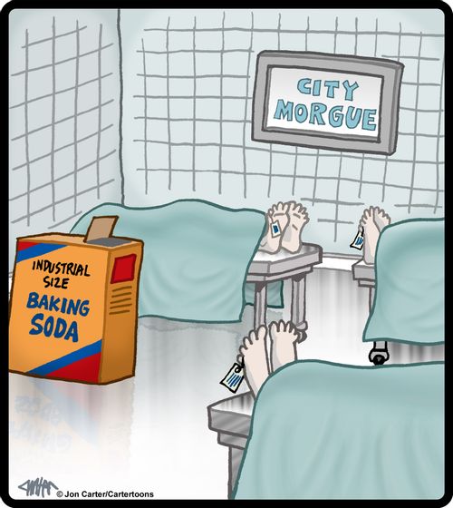 Large box of baking soda in the morgue.
