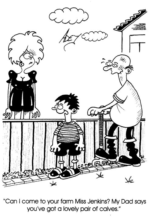 "Can I come to your farm Miss Jenkins? My Dad says you've got a lovely pair of calves."