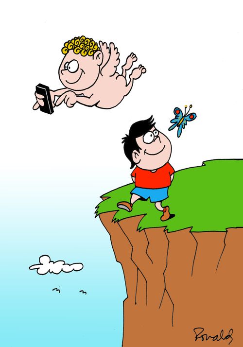 Guardian Angel is so addicted to his cell that he neglects his charge.