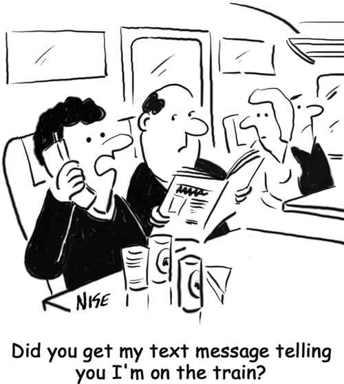 Text messaging on train.