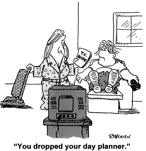 Woman with TV Guide - "You dropped your day planner."