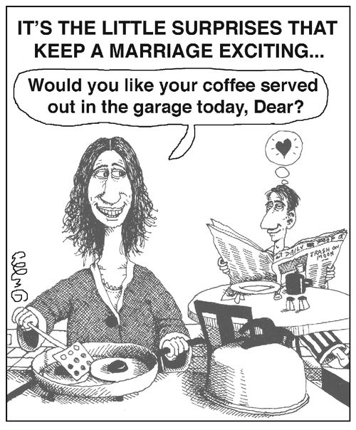 It's the little surprises that keep a marriage exciting...