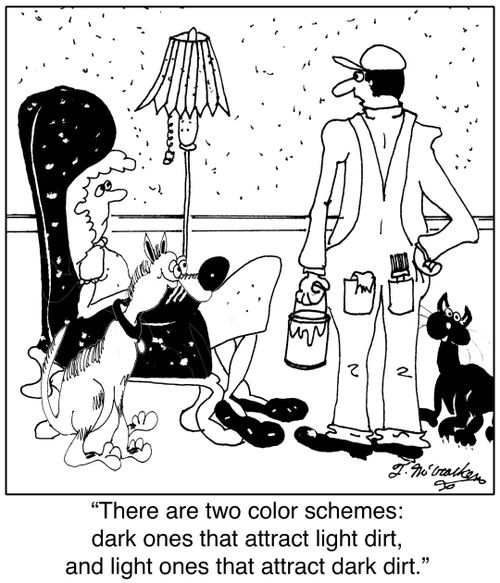 'There are two color schemes: dark ones that attract light dirt, and light ones that attract dark dirt.'
