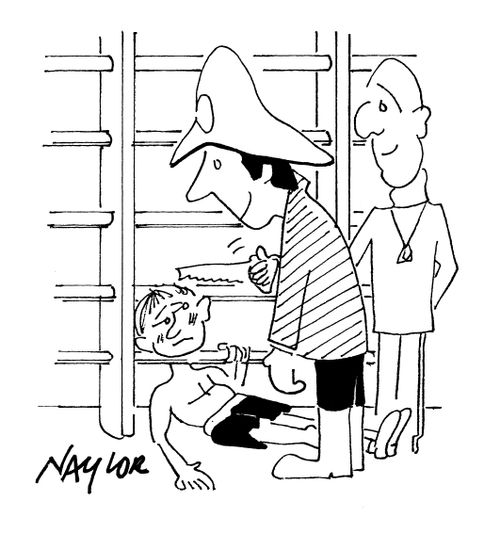 Pupil in gym class being sawn out of climbing frame.