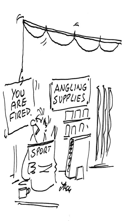 Man is fired by fishing rod.