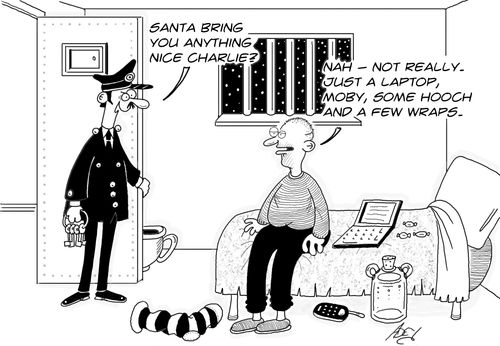 Santa visits prison.