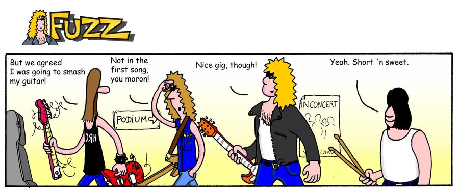 Fuzz - Max smashes his guitar.