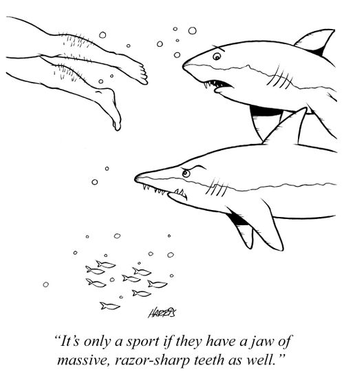 'It's only a sport if they have a jaw of massive, razor-sharp teeth as well.'