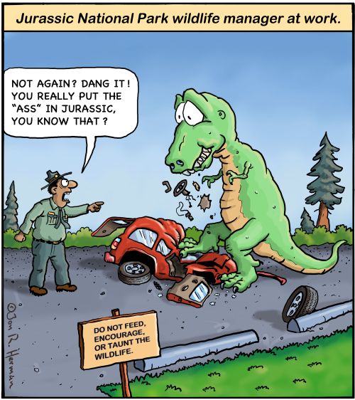 Jurassic National Park wildlife manager at work.